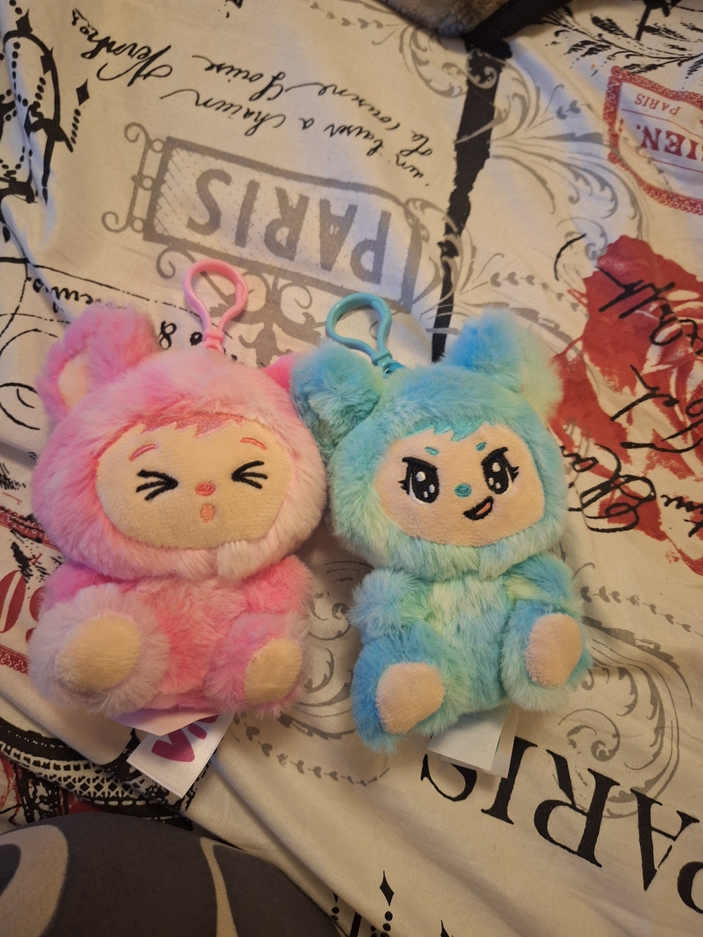 ViVI Plush Keychain Pair Pink & Blue Cute Animal Stuffed Toys